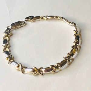 Gold and Sterling Silver XO Bracelet